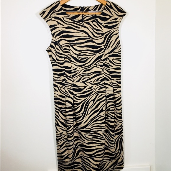 {Calvin Klein} Zebra Print Sheath Dress NWT Size10 - Picture 2 of 6